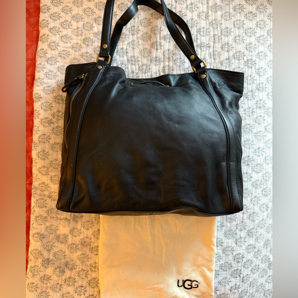 UGG Black Leather Shoulder Bag